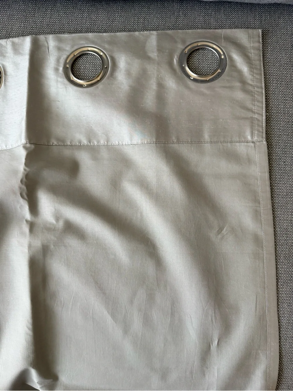 Two West Elm Silk Light Gray Grommet Curtain Panels 84x 48